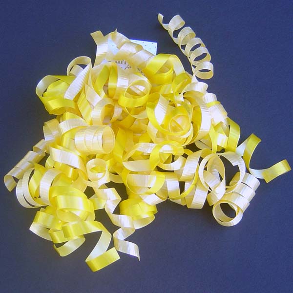 5" curly bow on hang tab-24bows/case, DAFFODIL