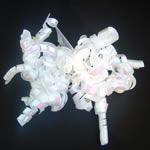 5" curly bow on hang tab-24bows/case, WHITE