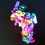 5" curly bow on hang tab-24bows/case, PARTY