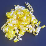 5" curly bow on hang tab-24bows/case, DAFFODIL