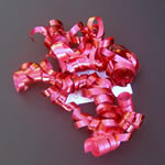 5" curly bow on hang tab-24bows/case, RED