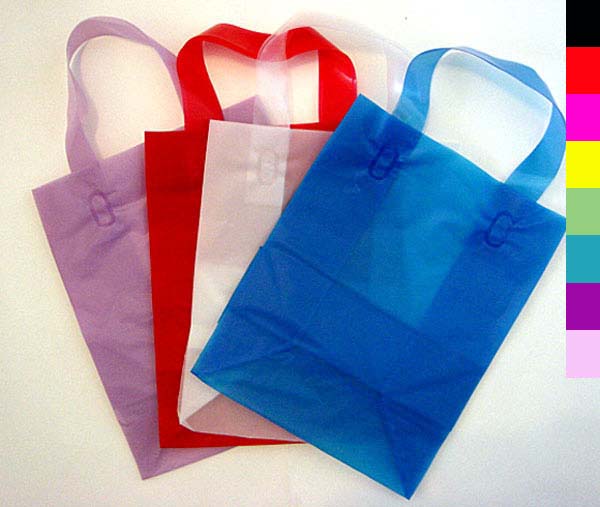 16X6X16" frosted plastic shopping bag-250/pk, HOT PINK