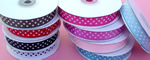 3/8" POLKA DOT grosgrain ribbon-25yds/roll, WHITE/BLACK POLKA DOT