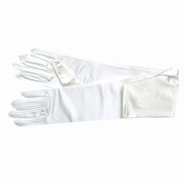 GLOVE-18" adult satin wedding glove-12BL, IVORY