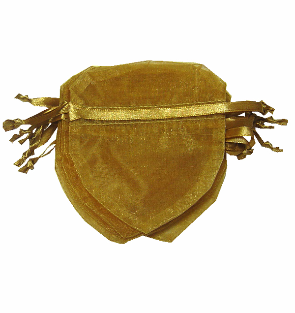 4x3-1/2" HEART SHAPED organza bag-30/pk, GOLD