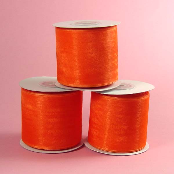 5/8" organza ribbon-25yds/roll, ORANGE