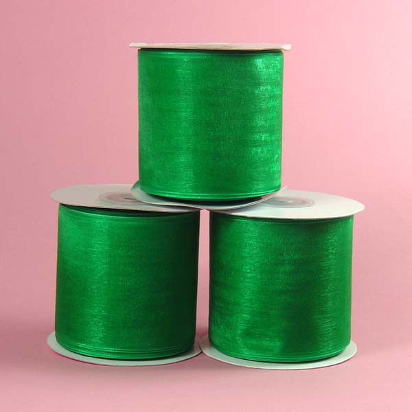 3/8" organza ribbon-25yds/roll, EMERALD