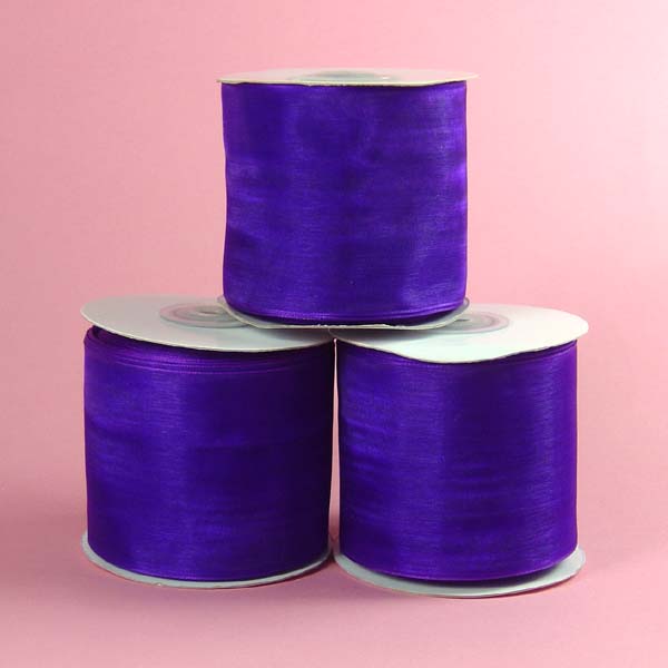 7/8" WIRED EDGE organza ribbon-25yds/roll, PURPLE HAZE