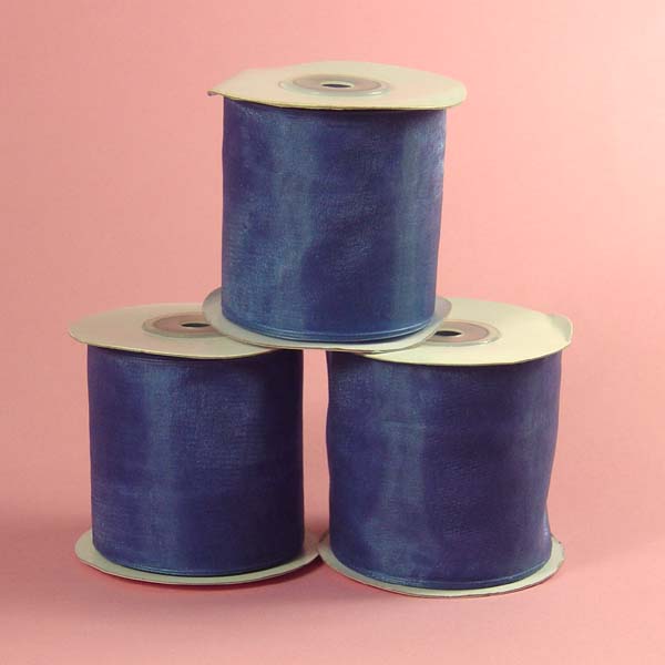 5/8" organza ribbon-25yds/roll, SMOKE BLUE
