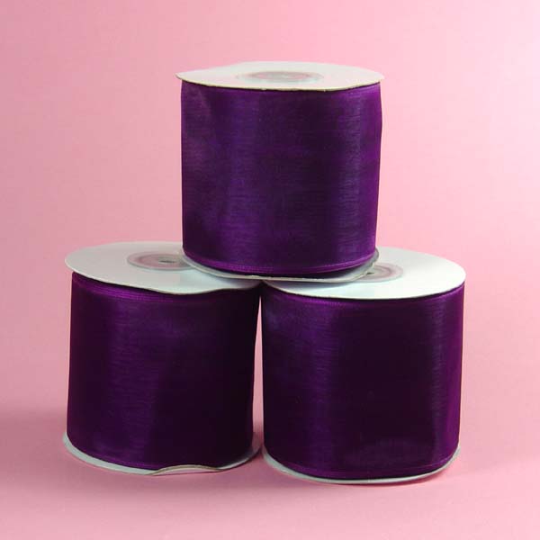 7/8" organza ribbon-25yds/roll, PLUM