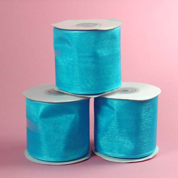 2-3/4" organza ribbon-25yds/roll, TURQUOISE