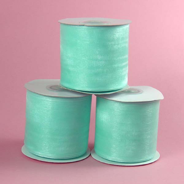1/4" organza ribbon-25yds/roll, AQUA