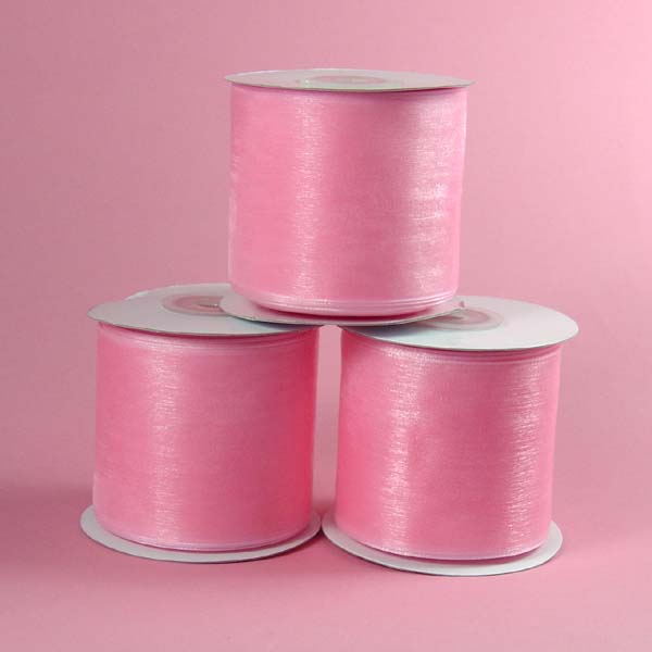 7/8" organza ribbon-25yds/roll, PINK