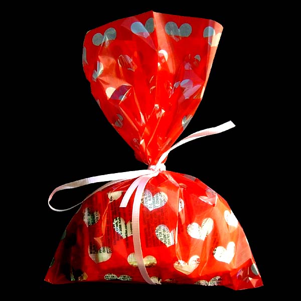 6X9" printed cello bag-100/pk, HEART-RED