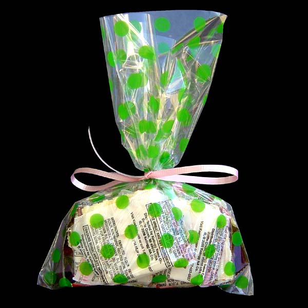 5x8" printed cello bag-100/pk, DOT-GREEN