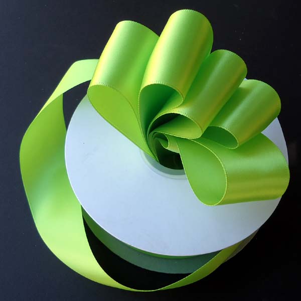 1/4" DOUBLE FACED satin ribbon-100yds/roll, APPLE GREEN