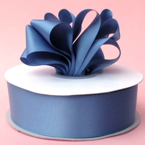 7/8" DOUBLE FACED satin ribbon-100yds/roll, SMOKE BLUE