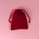 8-1/4x5x8" round bottom velour bag-12/pk, RED